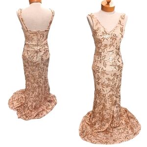 Size Small City Triangles Formal Womens Dress Mermaid Sequins Gold NWT Prom